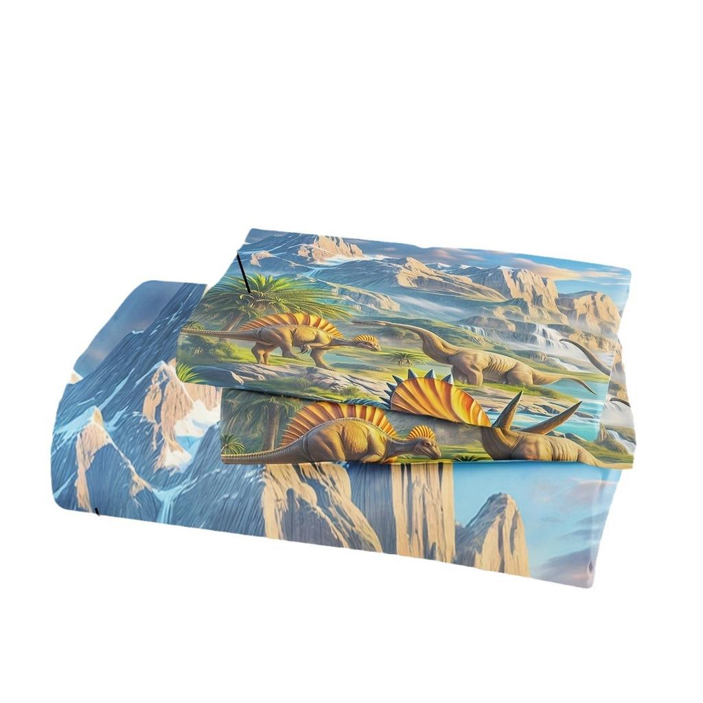 Dinosaur Print Duvet Cover Jungle Wildlife Bedding Set Bedroom Decoration Three-Piece Set