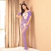 Sexy Lingerie Mesh Sexy Onesie Pajamas Rose Jacquard Elastane Open Short Sleeve Halter Tights