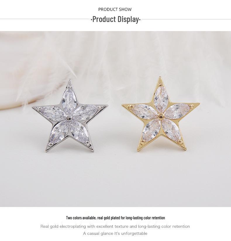 Luxury Zirconia Pentagram Brooch for Men & Women: High-End Fashion Suit Lapel Pin