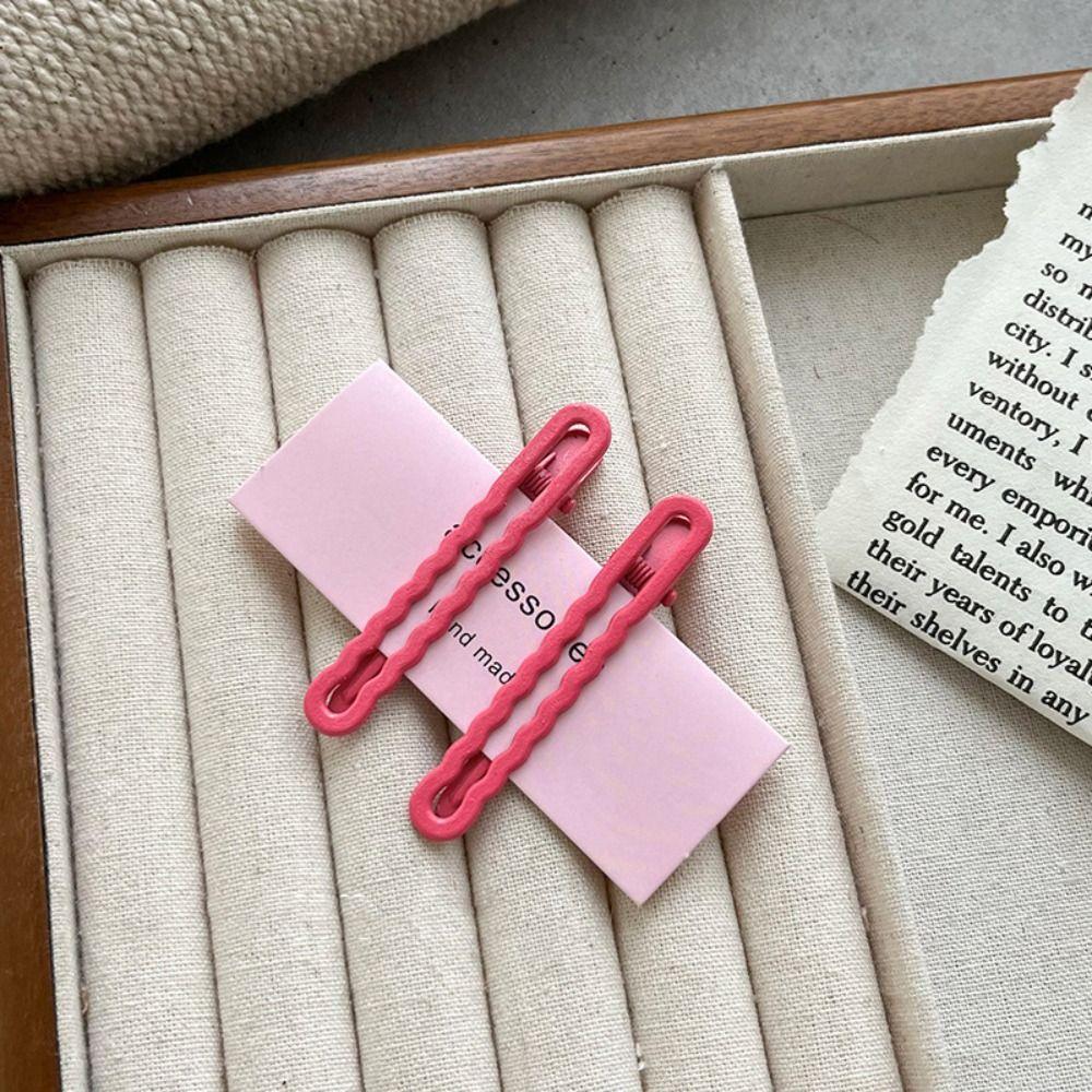 Alloy Candy-colored Cute Hairpin Solid Color Hair Accessories Decorate Hairpin with Wavy Side