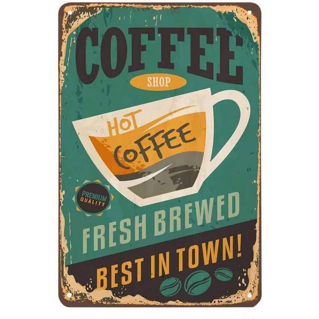 Vintage Drink Coffee Metal Tin Sign  Wall Decoration Plaque for Man Cave Home Cafe Garden Club Bar  Retro Iron Art Poster