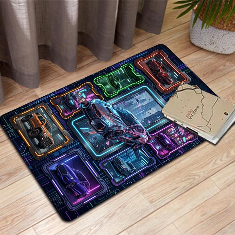 Cyberpunk Car Collection Pattern Rug Floor Mat for Living Room or Bedroom Soft and Comfortable Carpet a Gift for Birthday and Holiday.