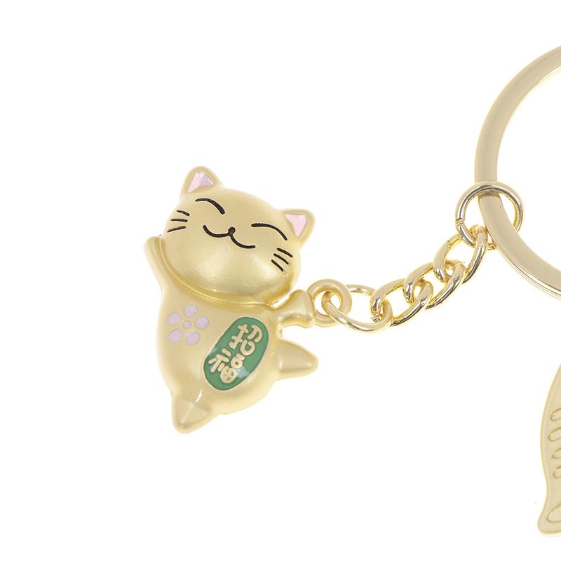 1Pc Couple Gift Japan Lucky Cat Keychain Kawaii Trinkets Alloy Accessory Car Bag Pendant Key Chain Pray Golden Keyfob