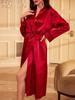 Women's Sexy Long Ice Silk Summer Bathrobe Cardigan