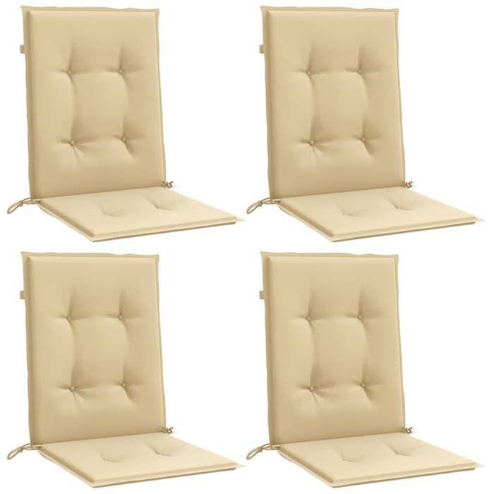 VidaXL Lot de 4 Coussins de Chaise à Dossier Bas, Oreillers de Balcon, Coussins de Sièges Patio Jardin Terrasse Extérieur, 4002455