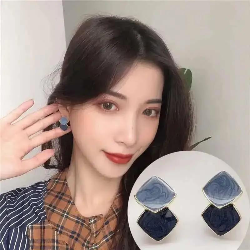 Silver Needle Korean Fashion Zircon Drop Earrings For Women Jewelry Trending New Luxury Vintage Gold Color Earrings