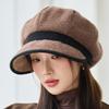 Fleece Warm Octagonal Hat Women's Autumn and Winter Outdoor Windproof Ear Protection Beret British Retro Cap