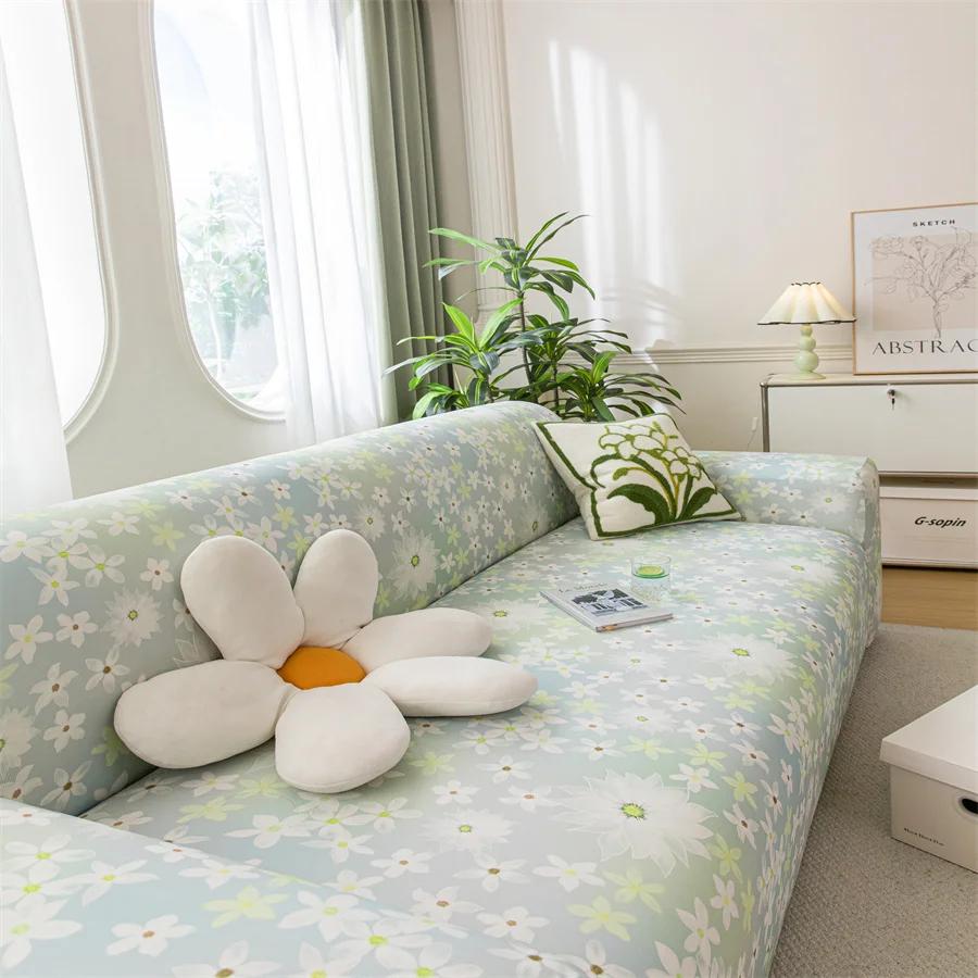 

Однотонный Принт Четыре Сезона Эластичный Моющийся Всевключающий Полный Чехол для Тканевого Дивана Чехол для Дивана Полотенце 1 Seat (90-140cm)