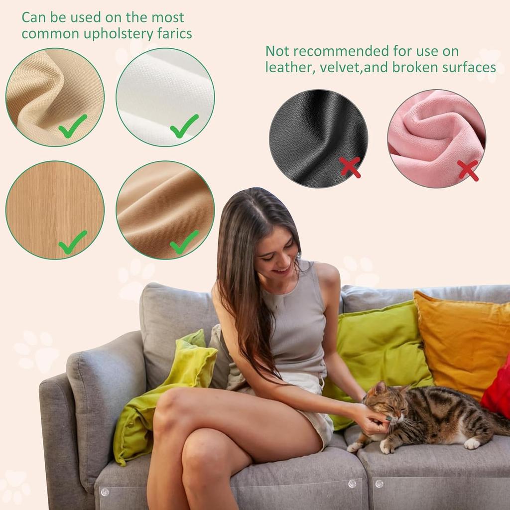 Anti-Cat Scratch Furniture Protector - 10 Pack Couch Protectors from Cats Claws, Clear Cover Protection from Cat Scratching on Your Sofa, Furniture,