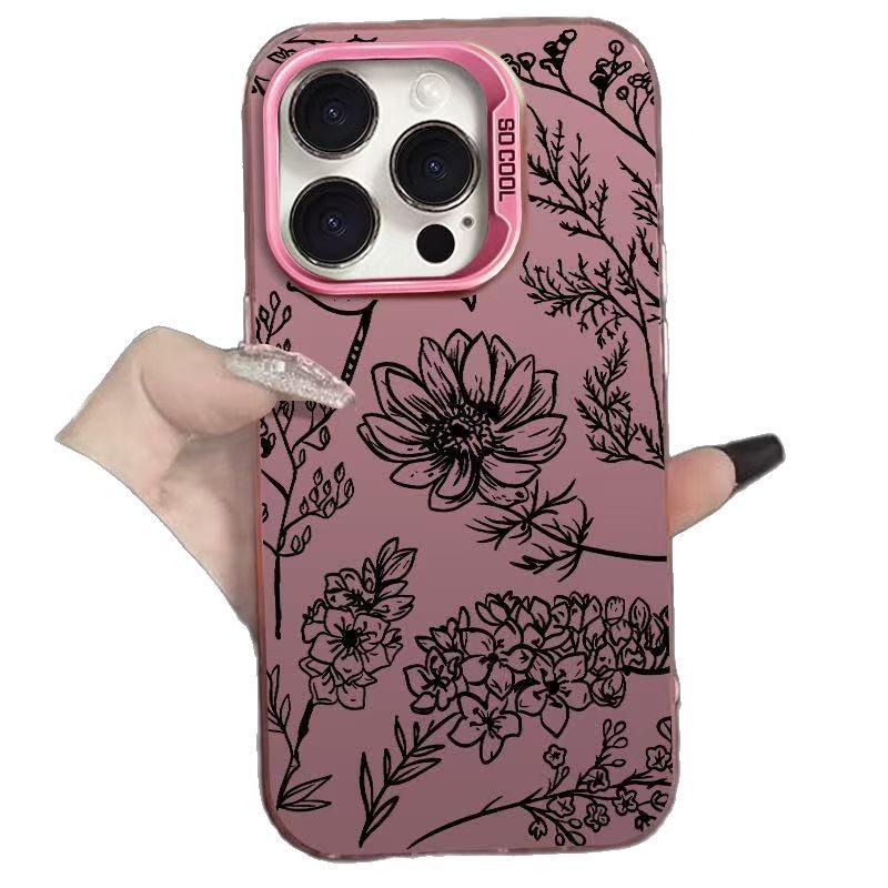 The new trend black flower is suitable for iphone16 mobile phone case 11 Apple 15promax/1413pro16.