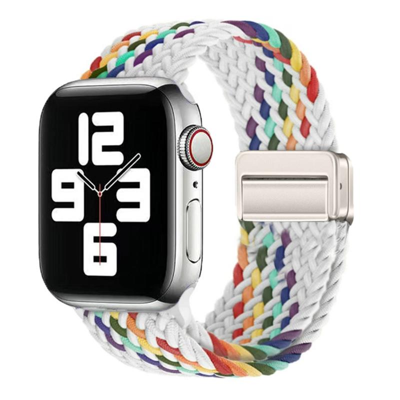 Geflochtenes Solo Loop-Armband aus Nylon für Apple Watch Band Ultra2 49 mm 9 8 7 41 mm Metall-Magnetarmband 45 mm 6 5 4 SE 44 mm verstellbarer elastischer iWatch-Gurt