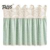 Dustproof Oven Handle Protector Farmhouse Stove Skirt, Plaid Crochet Lace Curtain, Rustic Kitchen Cabinet Decoration Skirt Curtain with Ties
