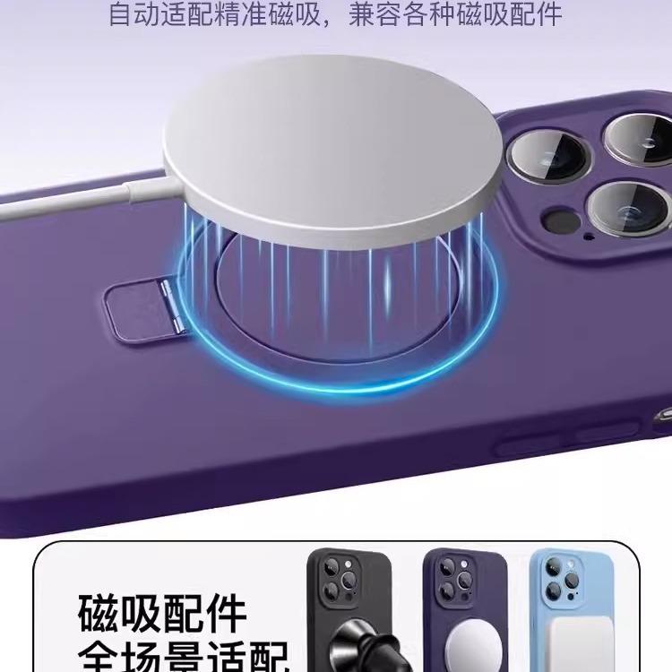 Magnetic Kickstand Liquid Silicone Phone Case For MagSafe iPhone 17 Air 16 Plus 15 14 13 12 Pro Max 17Pro 16Pro Shockproof holder Protective Cover