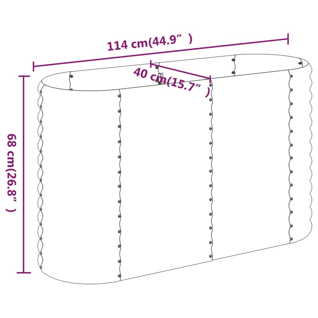 Vidaxl Raised Planter, Powder-Coated Steel, 114X40X68 Cm, Brown