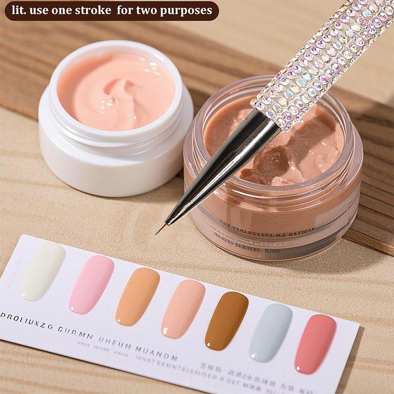Dual-Ended Nail Brush With Diamond Nail Art Brushes Professional Gel Nail Polish Liner Flower Painting Drawing Manicure Tools