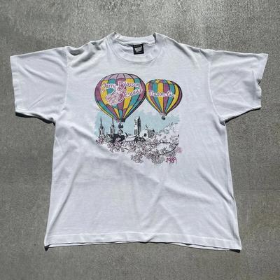 Cherry Blossom Festival T Shirt Macom Ga 1989 Vintage Hot Air Balloon Vintage Fashion Top For Everyday Wear Streetwear