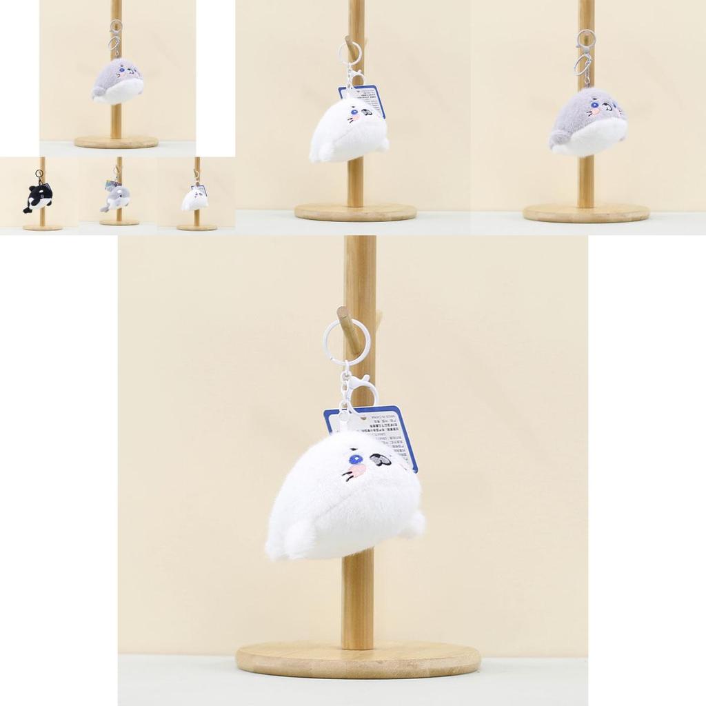Adorable Plush Whale And Seal Keychain Accessories Soft Stuffed Animal Toys