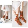 Three Pairs of Women's Socks Korean Fashion Plaid High Socks Autumn and Winter Retro Wild Pile Socks