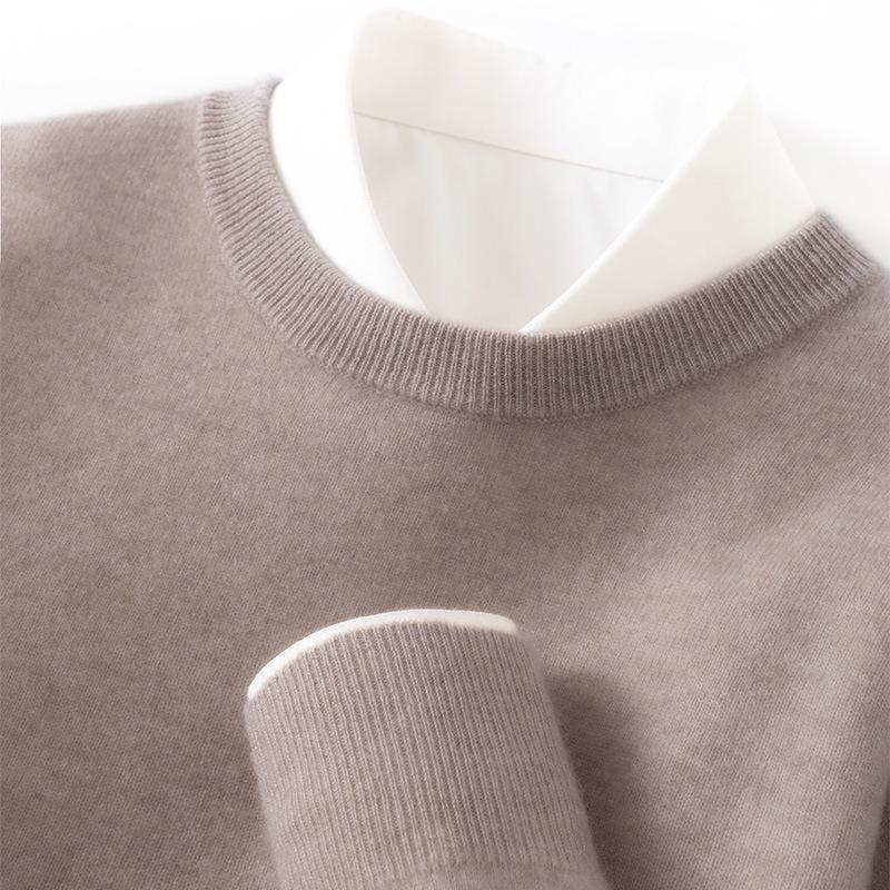 Men's Cashmere Round Neck Sweater - Business Casual Light Luxury Pullover, Soft & Smooth Knitwear for Autumn & Winter.