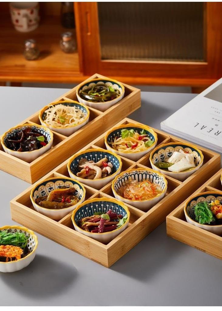 Große Bambus-Servierplatte im Rokugyo-Stil (33x22,5cm), Geteilter Lebensmittelbehälter, Perfekt für Gemüse, Mittagessen und Wurstwaren. Praktisch für Restaurants