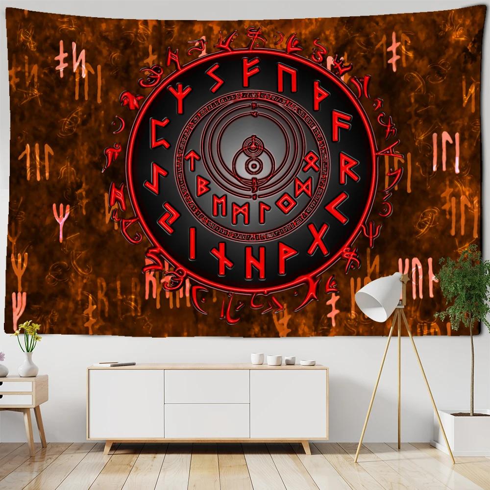 Vikings Tapestry wall Raven Mysterious Meditation Psychedelic Runes Art Wall Hanging Tapestries for Living Room Tarot Sun Moon