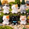 6pcs Small Size Kittens Decorations Resin Cat Ornaments Cute Decorative Cat Statues Desktop Use