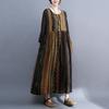 Real early autumn new retro age-reducing ethnic style round neck long-sleeved pendulum dress women