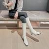 Women's High-heeled Boots Autumn and Winter New Thick-heeled Solid-color Large-size Simple Medium Boots