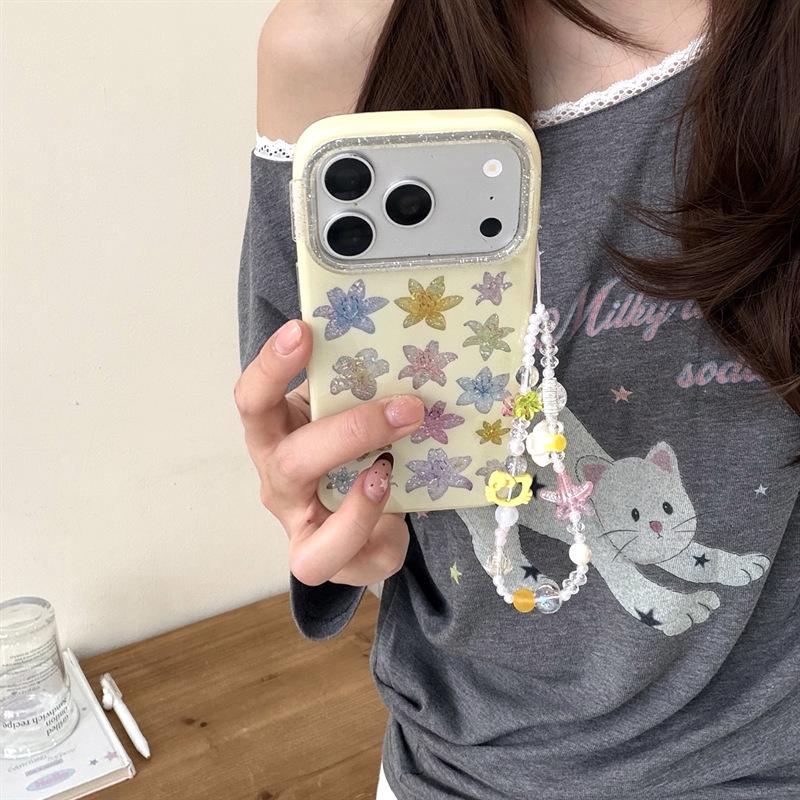 Colorful Glitter Lily Flower Phone Case for iPhone 17, 16 Pro Max, 15, 14 - Women's Minimalist Design