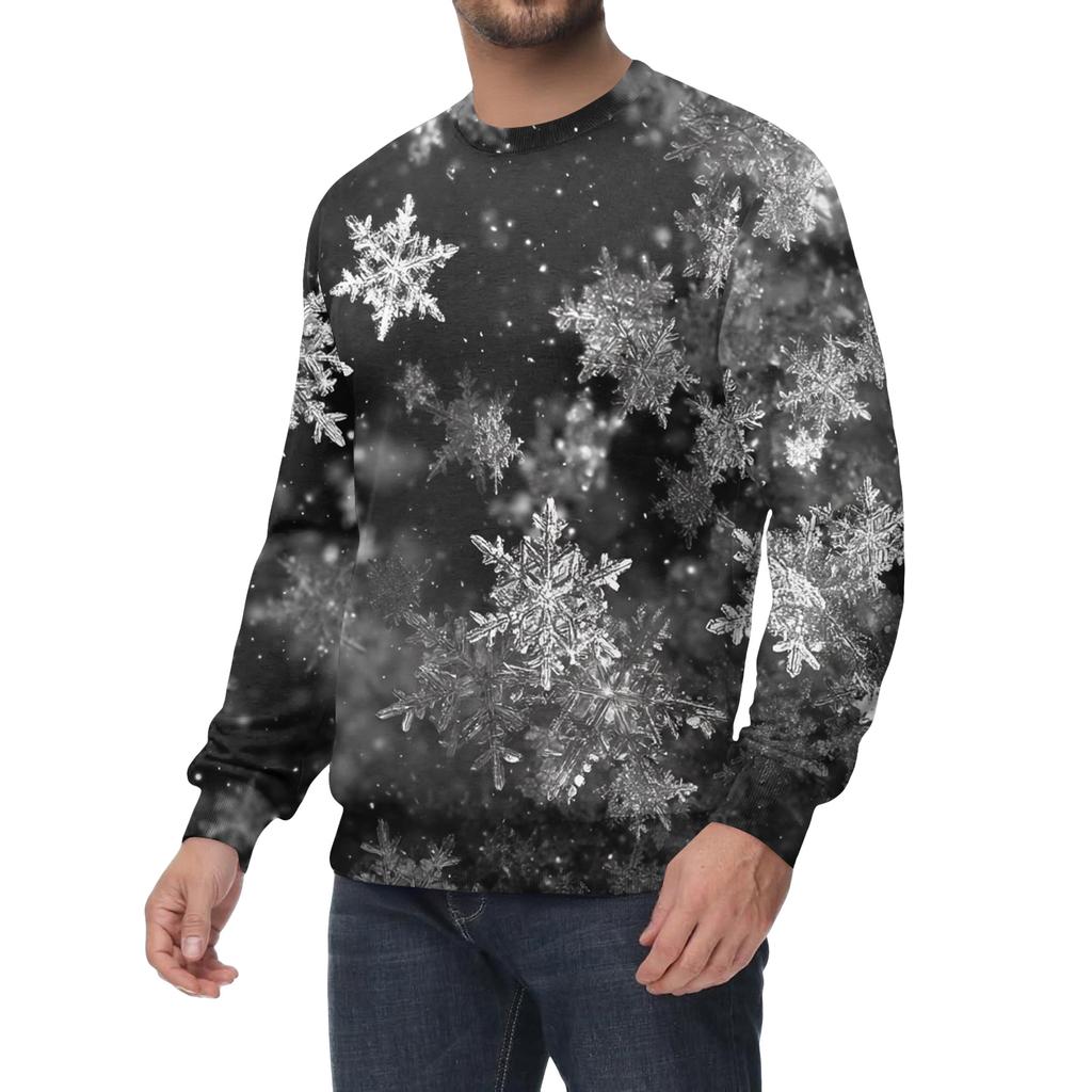 Men's Casual Fashion Printed Round Neck Pullover Sweatshirt