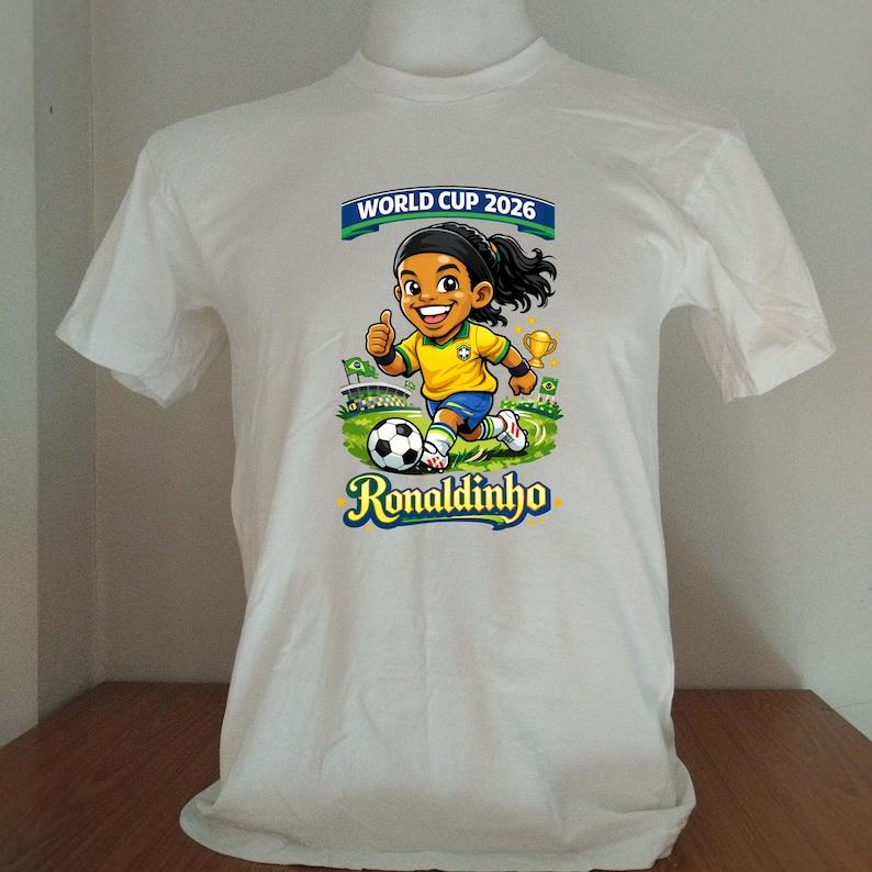 ronaldinho brazil cartoon shirt white color S
