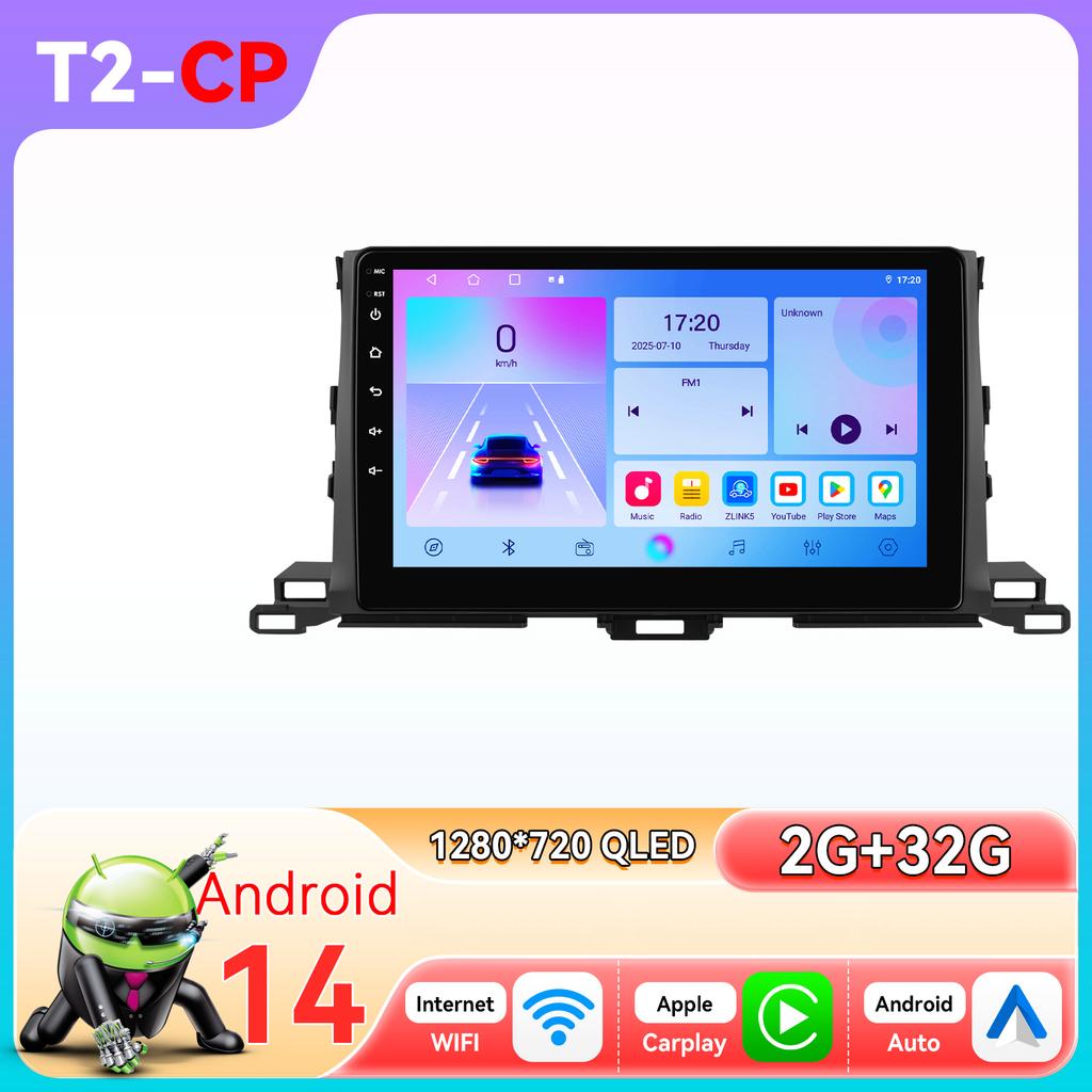 Ossuret 10.1"360 Cam Android 14 Car radio For Toyota Highlander 2014 2015 2016 - 2019 Multimedia Snapdragon 6115 Autoradio GPS Carplay