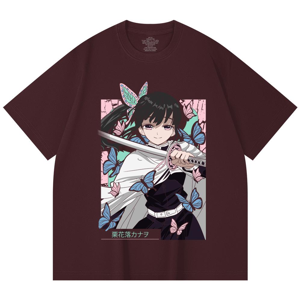 230 Gsm 100% Cotton Demon Slayer V98 Kanao Print Unisex Heavy Cotton T Shirt