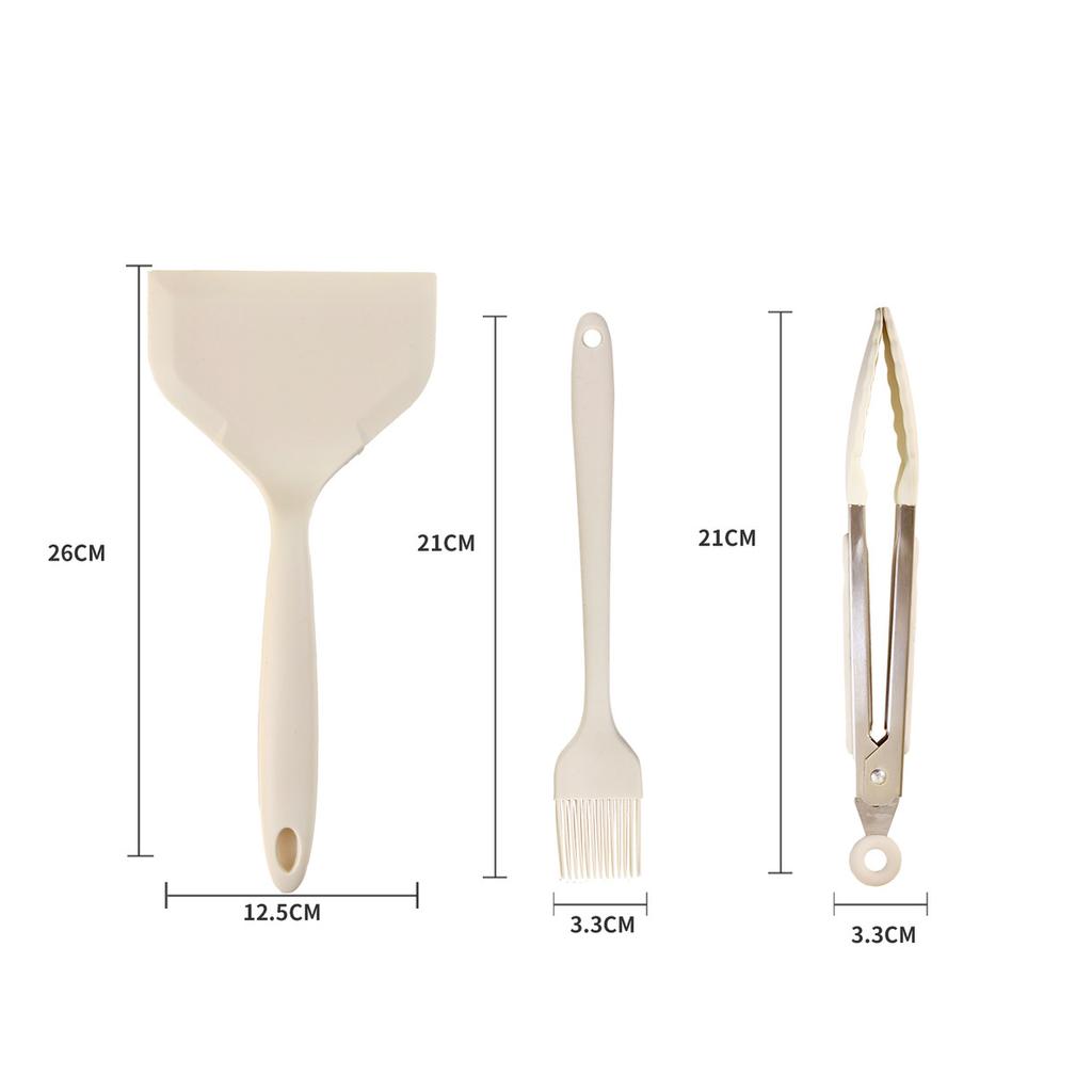 White Non-stick Silicone Spatula Oil Brush Food Clip Cooking Utensils Beef Meat Egg Kitchen Scraper Wide Pizza Cooking Tools