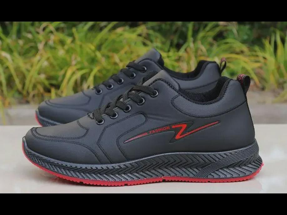 Men's Waterproof Black Leather Autumn Work & Casual Running Shoes