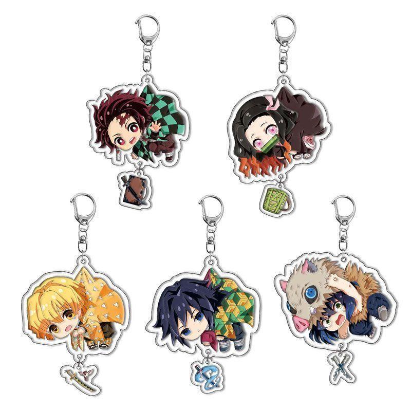 Anime Demon Slayer Keychain Kimetsu No Yaiba Blade of Ghost Acrylic Figures Keyring Bag Pendant Jewelry Accessories Gift