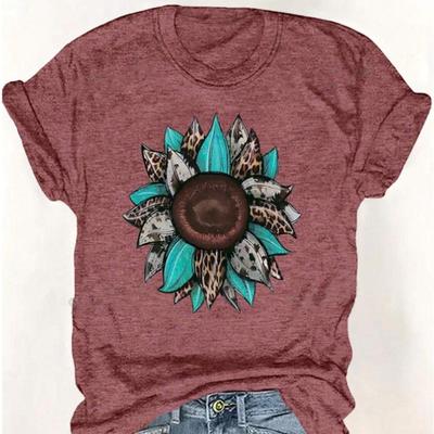 Fashion Women Personality Funny Flower Print T Shirt Funny Casual O-neck Short Sleeves T-shirt Summer Female Tee Shirt