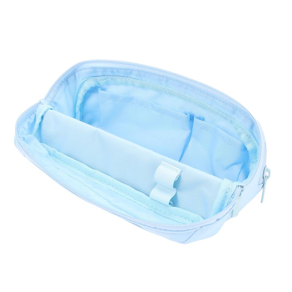 Pencil Pouch Blue Large Capacity Canvas Pen Bag with Transparent Compartment for School Office Travel