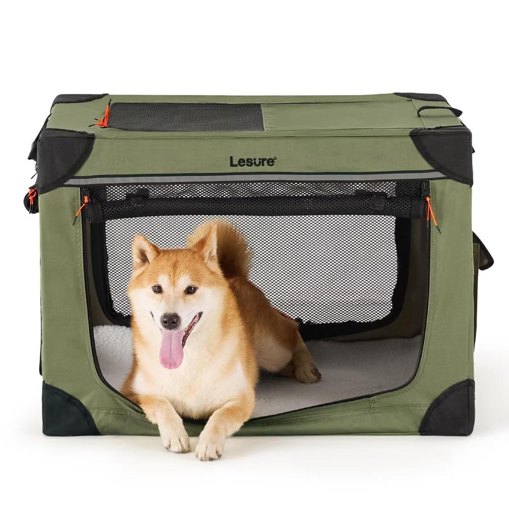 Lesure Dog Soft Pet Crate for with Easy to 4 Perfect for Unexpected Hospital Outdoor and L76xW53xH53cm Cage, Small/Medium Dogs, Foldable, Breathable,