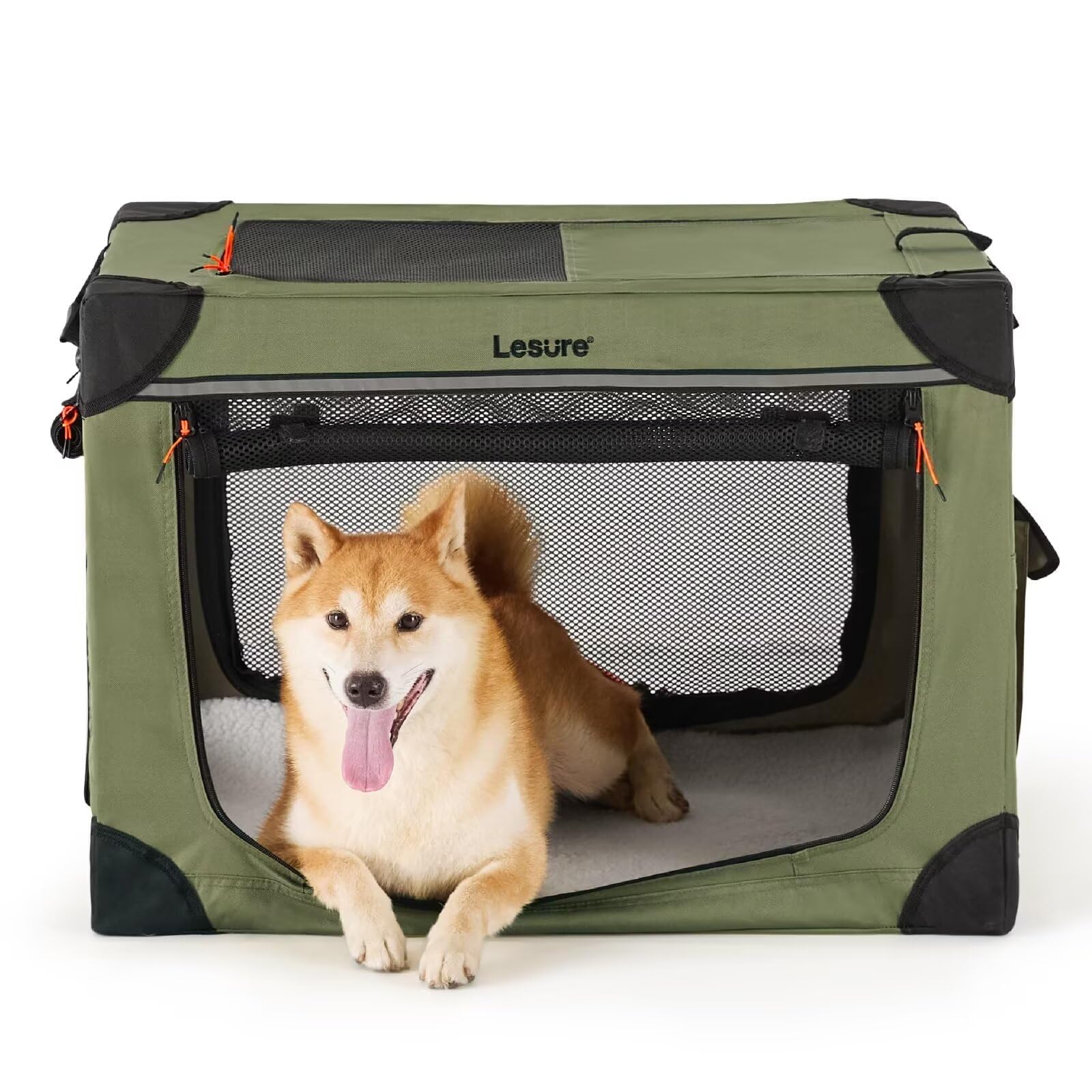

Lesure Dog Soft Pet Crate for with Easy to 4 Perfect for Unexpected Hospital Outdoor and L76xW53xH53cm Cage, Small/Medium Dogs, Foldable, Breathable, зелёный