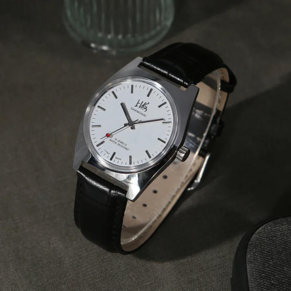 Shanghai 7120 Ręcznie Nakręcany Mechaniczny Zegarek Męski 36mm Retro Biznesowy Zegarek Klasyczny Prosty Wygląd