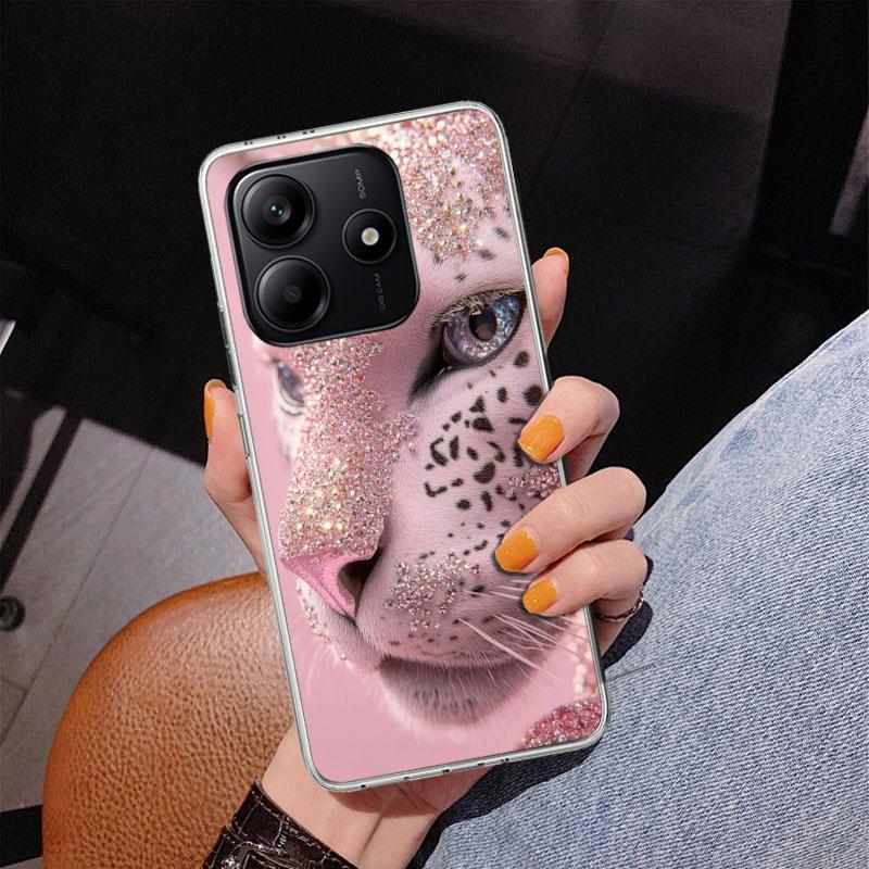 Pink Leopard Print Phone Case For Xiaomi Redmi Note 15 14 13 12S 12 11 Pro Plus 14S 11S 11E 10 10S 11T 5G Personalized Cover Red