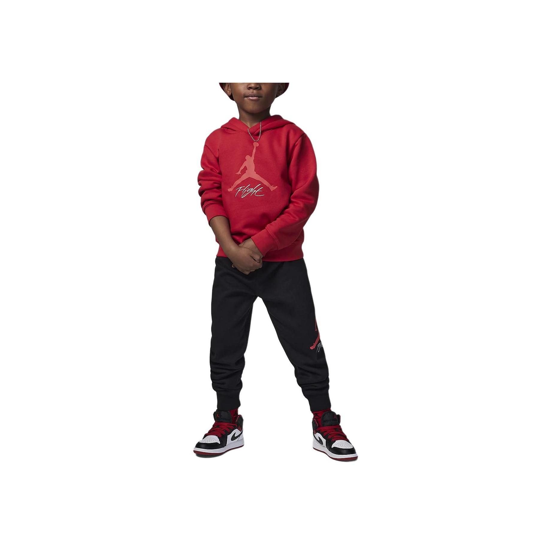 

Jordan Casual Sports Suit Jumpman Flight Logo Hooded Fleece Sweatshirt Tapered Pants Kids suit HF2476-010 4