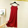 Women's summer simulated silk thin large size solid color nightdress thin sleeveless pregnant women's belly cover dress can be worn outside
