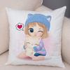 Cute Cartoon Girl and Cat Cushion Cover for Children Room Sofa Home Car Decor Lovely Child Pillow Case Plush Pillowcase 45x45cm