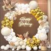 Metallische Goldene Ballons Girlande Weißer Sand Ballonbogen Set Geburtstagsparty Babyparty Hochzeit Jubiläum Abschlussfeier Dekoration