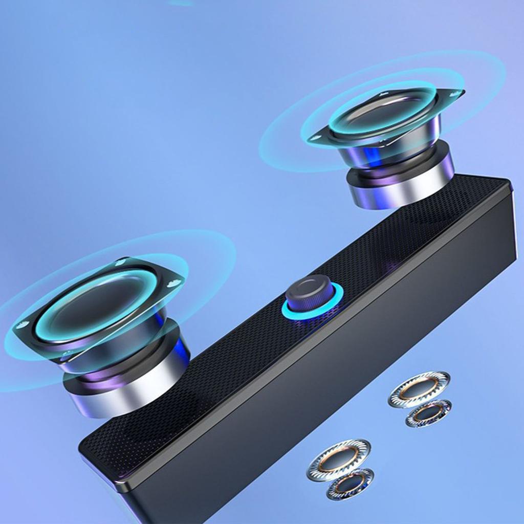 Desktop Speaker BT5.0 2 Channel Sound Enhances Bass Response Space Saving LED Illuminating Control Knob