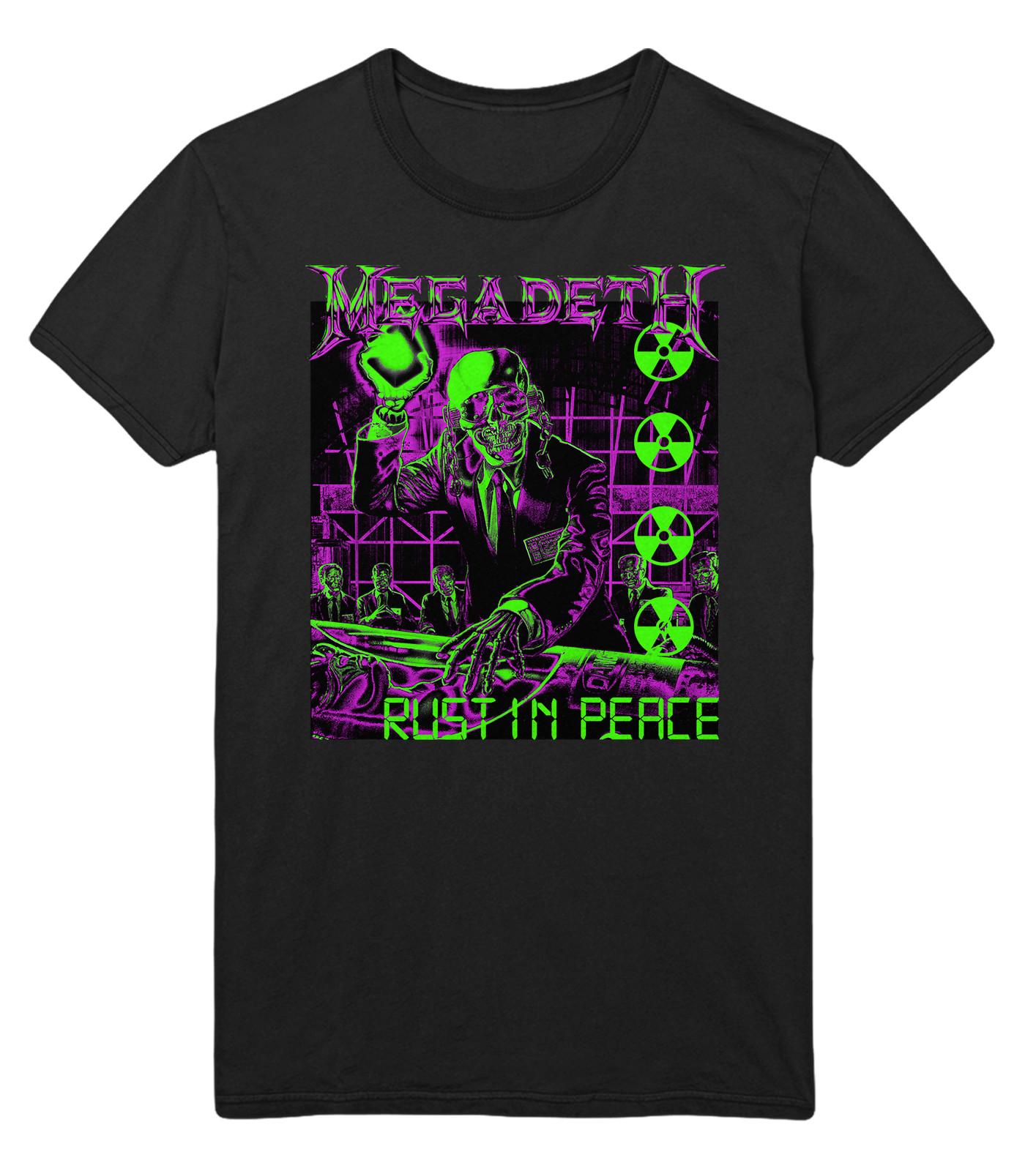 Stakes Megadeth Neon Rust Jumbo Print T-Shirt T-Shirt Black New L