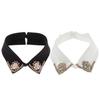 Colletto Chiffon Rimovibile con Decorazioni di Strass Mezzo Colletto per Uniformi e Spilla Decorazione per Abiti