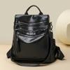Women's Soft Leather Backpack Color Block Student Schoolbag Tassel Travel Bag